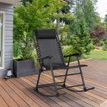 Folding Rocking Chair Zero Gravity With Headrest | Black