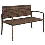 Patio Rattan 2 Seater Garden Bench Love Seat Garden Armchair Brown | Brown