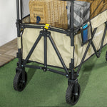 180l Folding Garden Trolley Wagon With Extendable Side Walls | Khaki