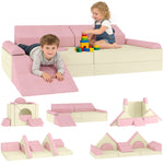 Kids Play Sofa, 12 Pieces Foam Modular Convertible Sofa | Pink