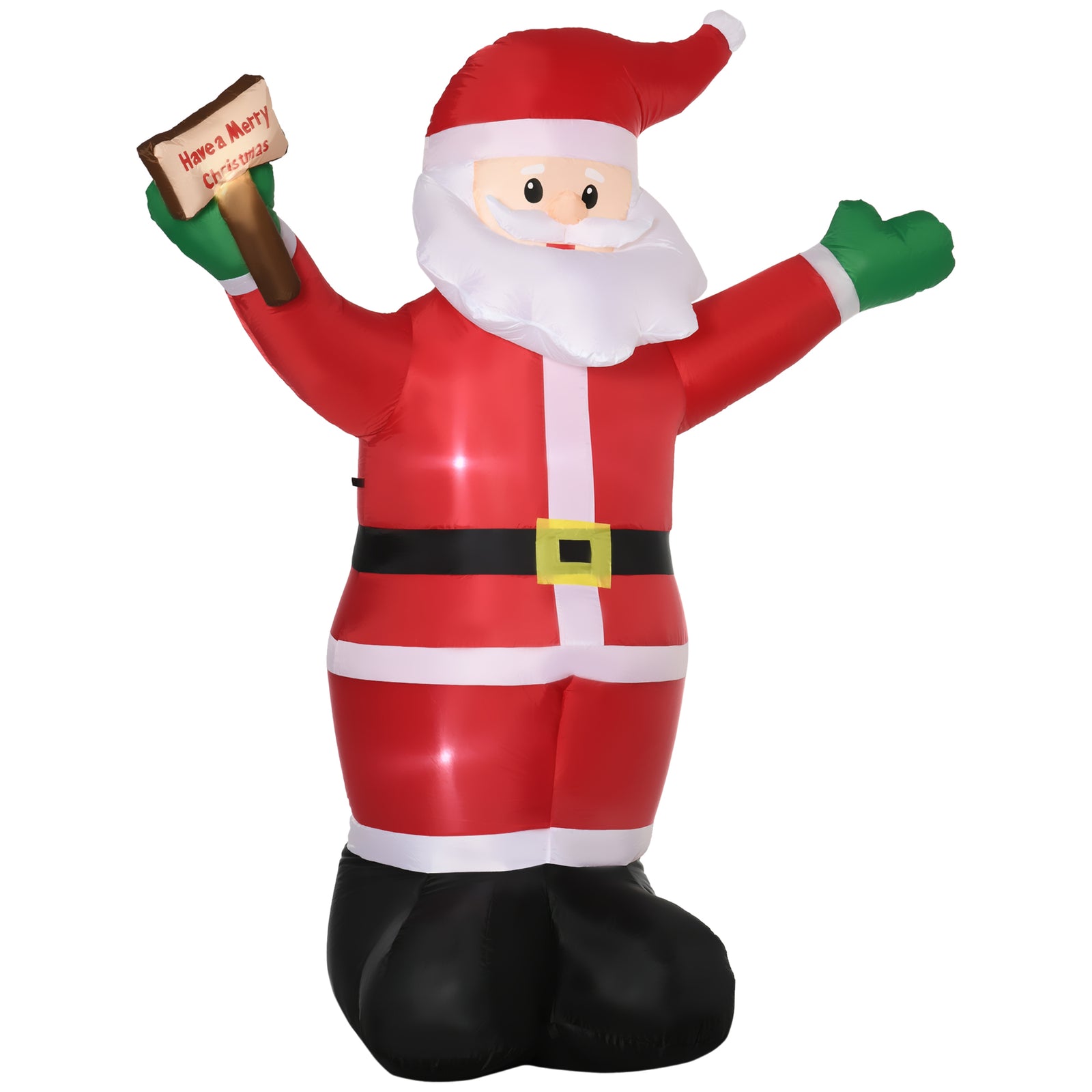 8ft Inflatable Christmas Santa Claus Holds Light Sign Of Led