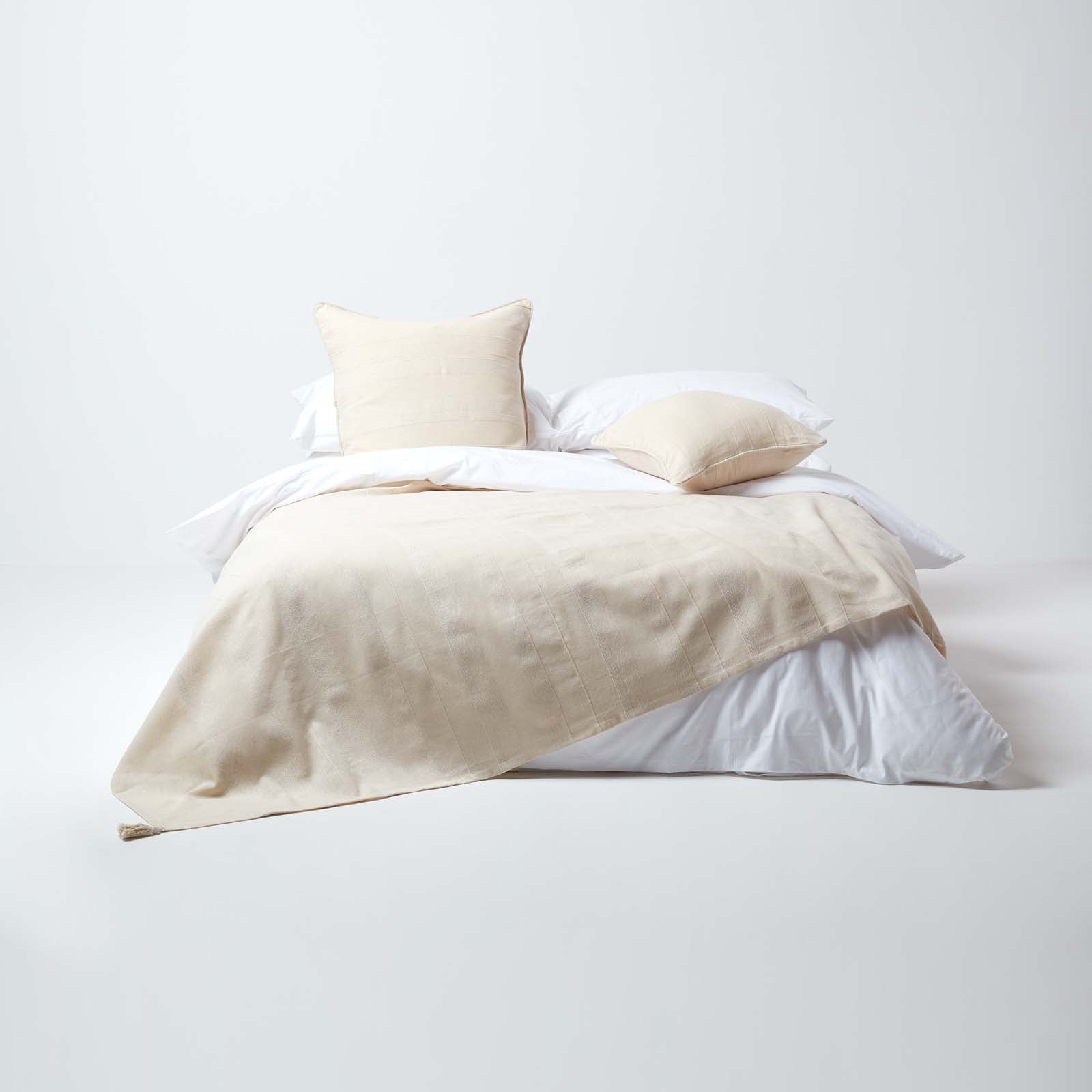 Cotton Rajput Ribbed Throw | 255cm x 360cm | Natural