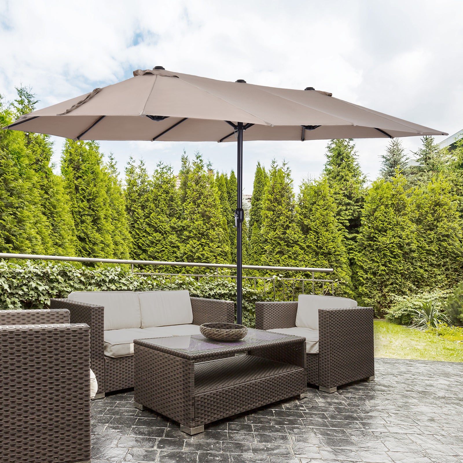 4.6m Double-sided Sun Umbrella - NO BASE | Tan