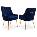 Dining Chairs Upholstered Tufted Velvet Kitchen Chairs | Set of 2 | Blue
