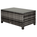 Garden Rattan Side Table,wicker Coffee Desk, Glass Top | Dark Gray