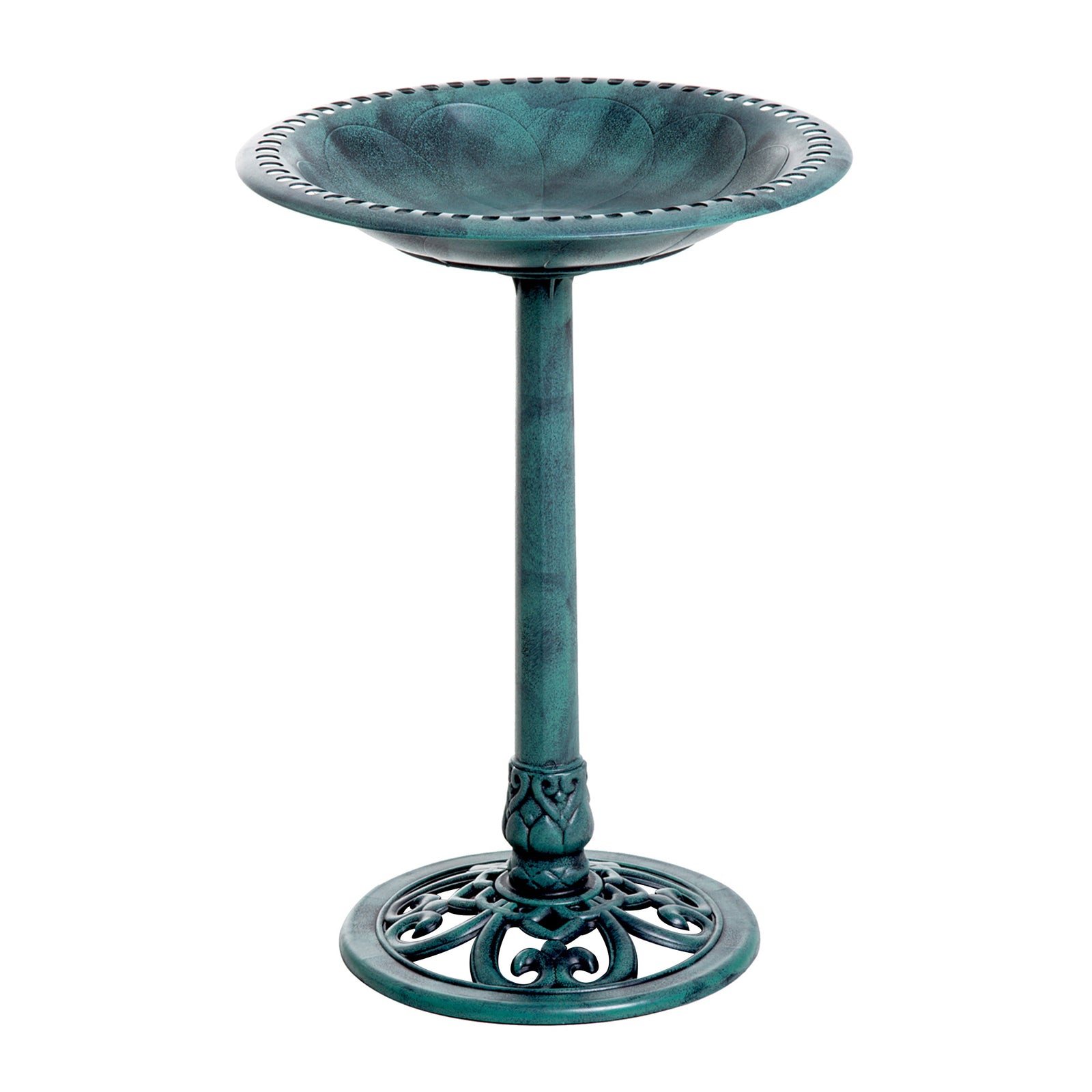 50cm Decorative Bird Bath With Stand, Green, Outdoor