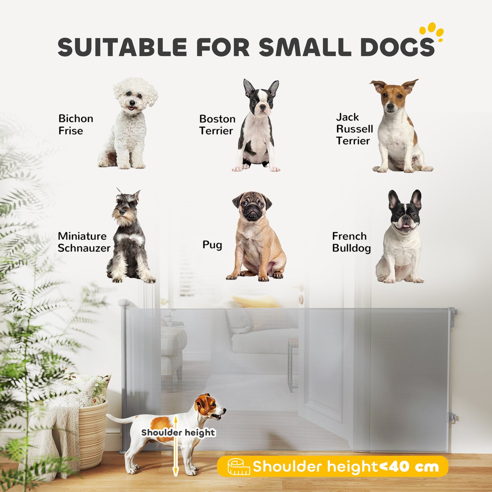 Pawhut Retractable Stair Gate, Dog Gate Extends Up To 180 Cm Wide, Grey