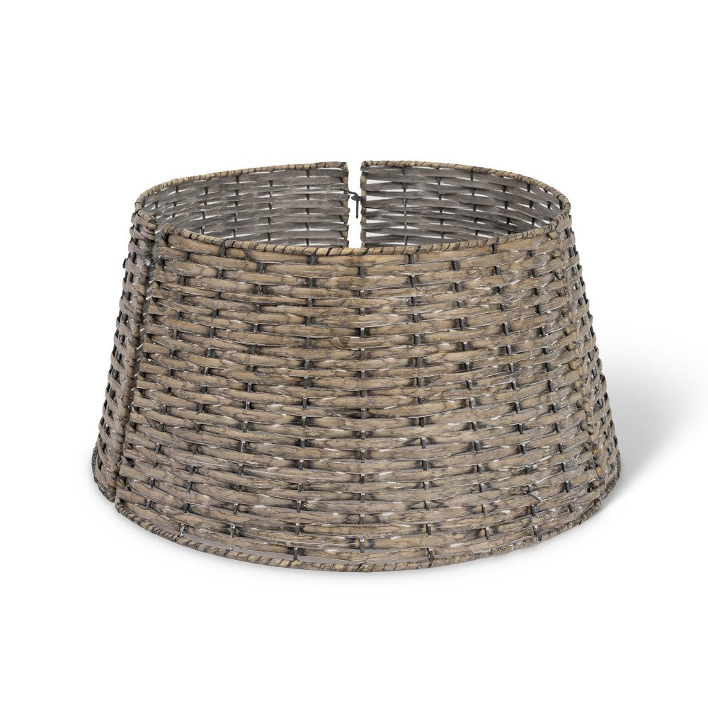 Natural Wicker Tree Skirt By Christmas Village Handcrafted Round Design