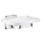 Porcelain Soap Dish With Polished Chrome Wall Mount Holder | Polished Chrome