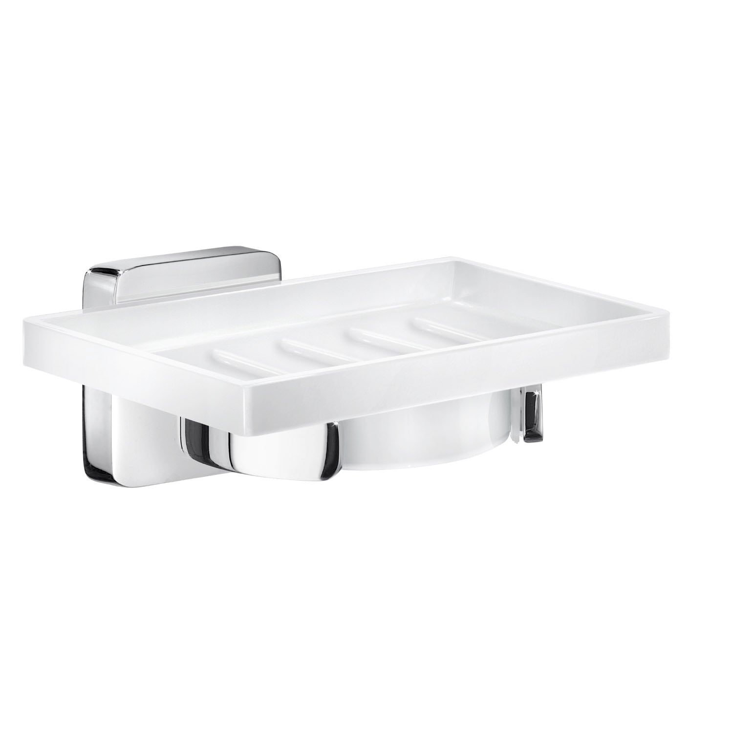 Porcelain Soap Dish With Polished Chrome Wall Mount Holder | Polished Chrome