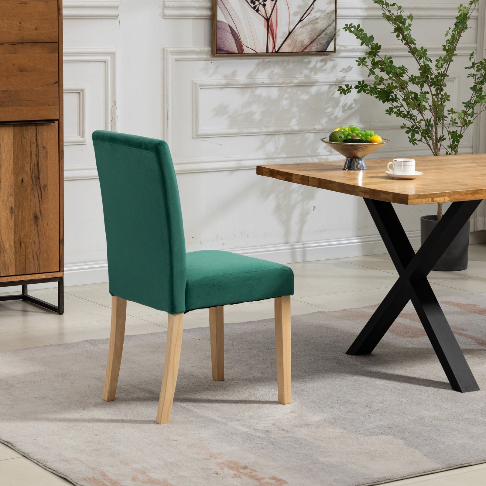 Set Of 2 Maiolo Velvet Dining Chairs | Green