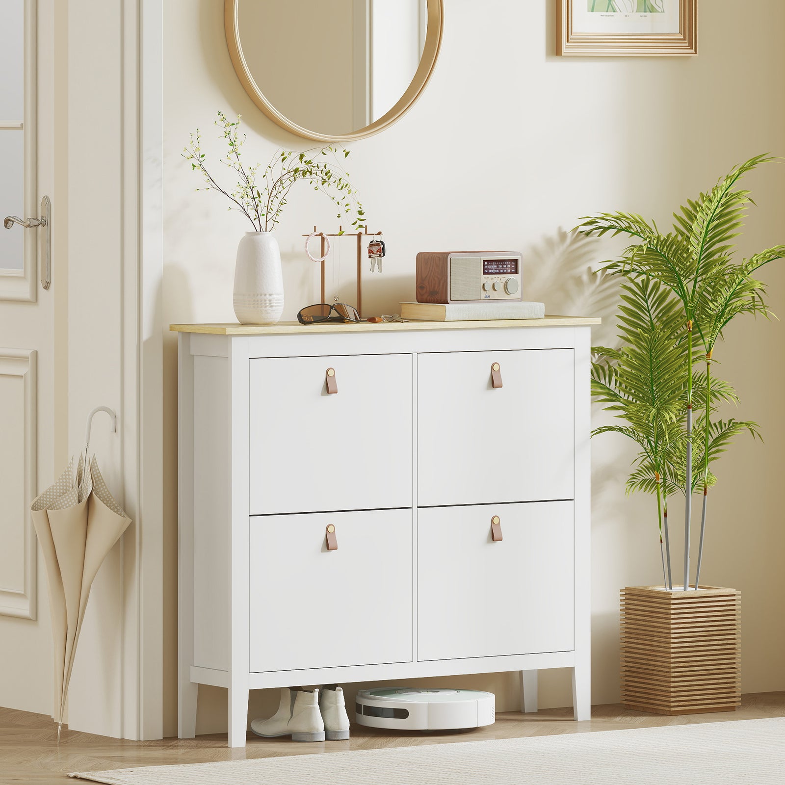 4 Drawer Shoe Cabinet For Hallway | White
