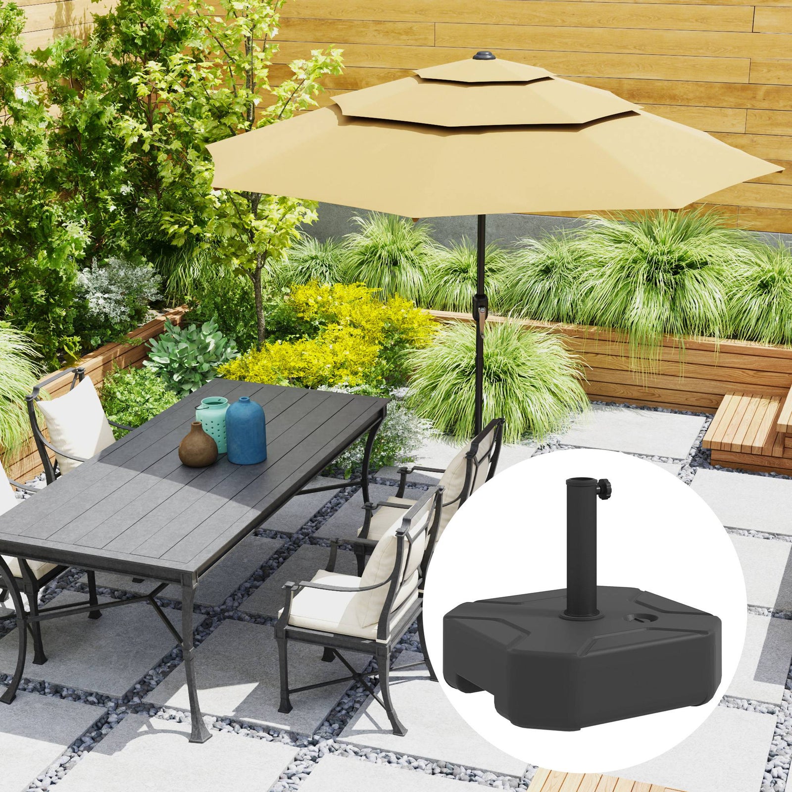 Square Garden Parasol Base, Sand/water Filled Parasol Stand