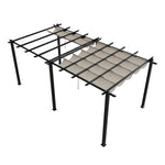 3m X 6m Aluminium Pergola With Retractable Roof,pu-coated Water-resistant Canopy,black Frame Patio Shelter For Garden, Backyard | Beige