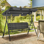 3-person Outdoor Rattan Swing Chair Hanging W/ Stand, Canopy