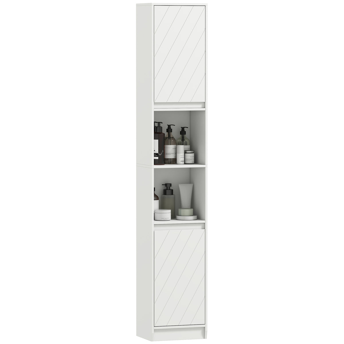 HOMCOM Narrow Bathroom Storage Cabinet With Open Compartment, White