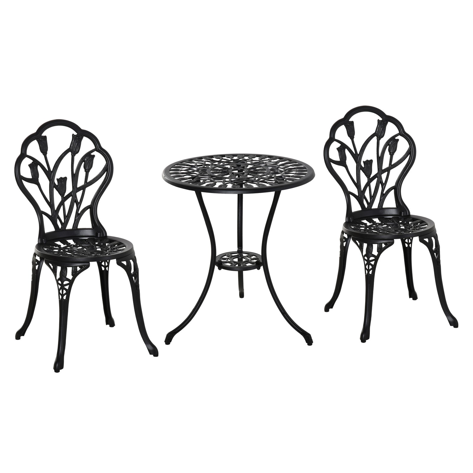 3 Piece Patio Bistro Set, Garden Table And Chairs W/ Hole