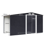 8x6ft Heavy Duty Garden Metal Shed With Extra 78cm Outdoor Weatherproof Firewood & Tool Storage Rack