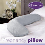 L Shaped Pregnancy Pillow, 145x25x20cm Shredded Memory Foam Full Body Maternity Cushion For Sleeping | J Shape | Light Grey