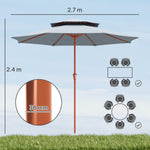 2.7 M Garden Parasol With Double Top | Light Grey