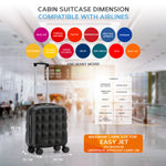 45x36x20cm Lightweight Underseat Cabin Carry On Suitcase - 100+ Airline Approved - Hard Shell Luggage - 4 Wheels - Bubble Design | Cabin | Black