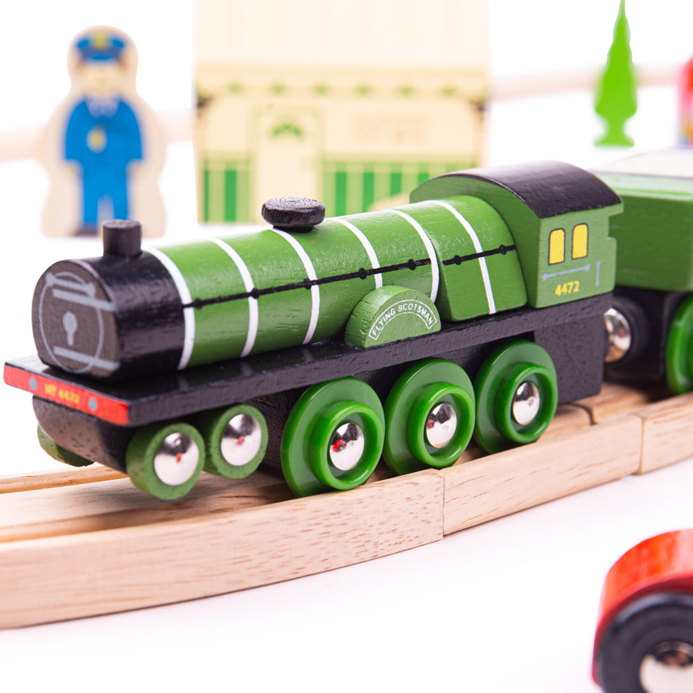 Bigjigs Toys Wooden Flying Scotsman Train Set - 42 Pieces