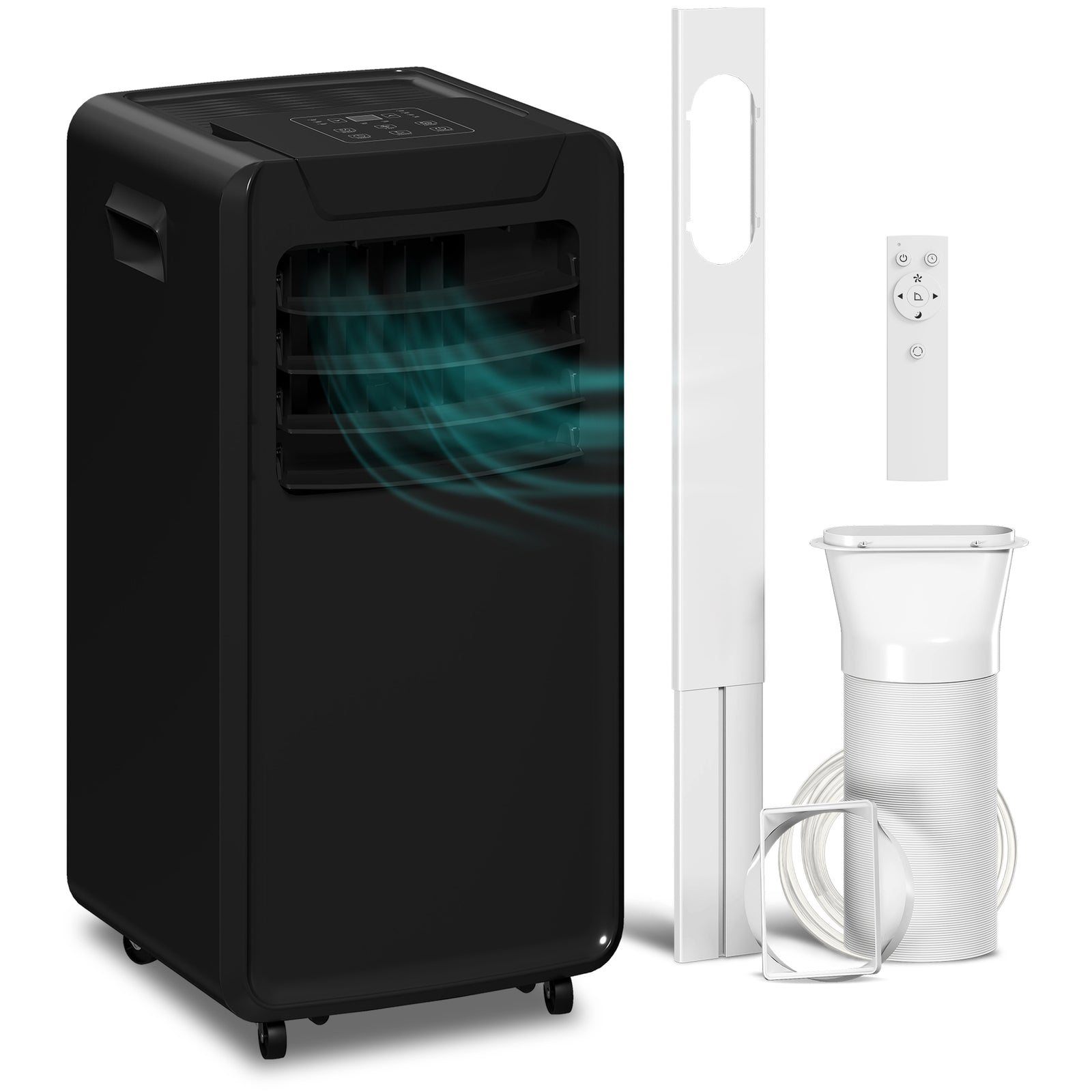 HOMCOM 10000 Btu Mobile Portable Air Conditioner Room Ac Unit W/ Rc, Black