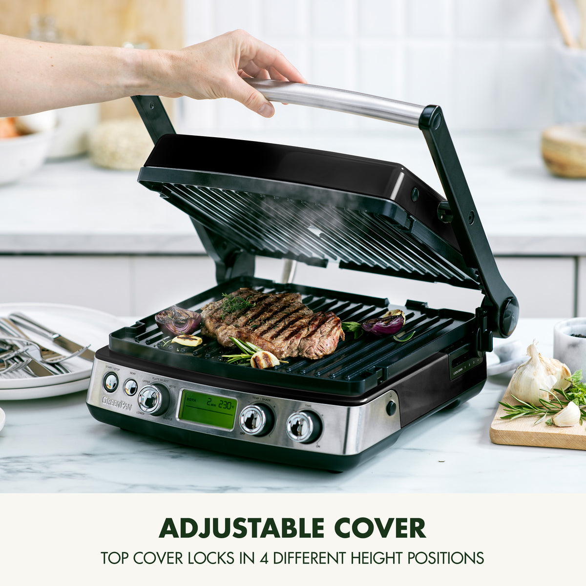 Elite 6-in-1 Contact Grill, Pfas-free Ceramic Non-stick, Adjustable Temperature | Black