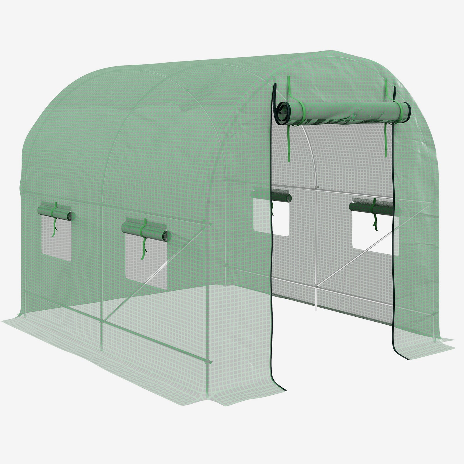 Walk-in Polytunnel Greenhouse 2.5x2m - Green