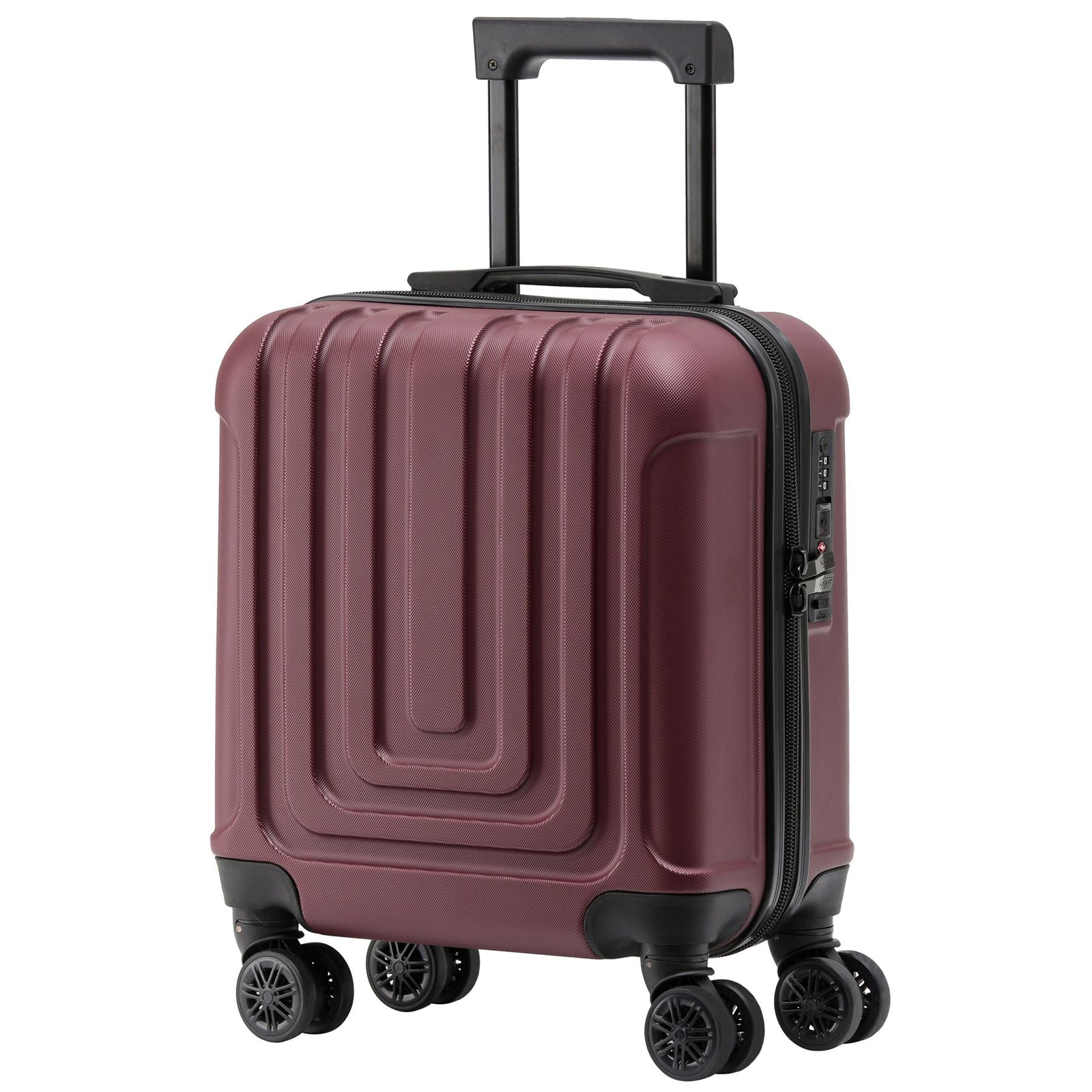 45x36x20cm Lightweight Underseat Cabin Carry On Suitcase - 100+ Airline Approved - Hard Shell Luggage - 4 Wheels | 45 x 36 x 20cm | Burgundy