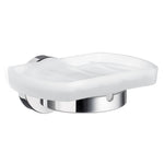 Frosted Glass Soap Dish /w Polished Chrome Wall Mount Holder | Polished Chrome