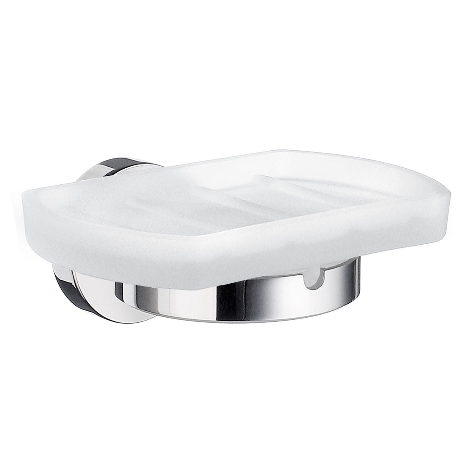Frosted Glass Soap Dish /w Polished Chrome Wall Mount Holder | Polished Chrome