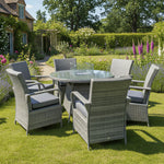 Windsor Xl Rattan 6 Seat Firepit Dining Set | 6 Seat | Mixed Grey