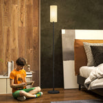 Floor Lamp With Linen Shade & Foot Switch For Living Room