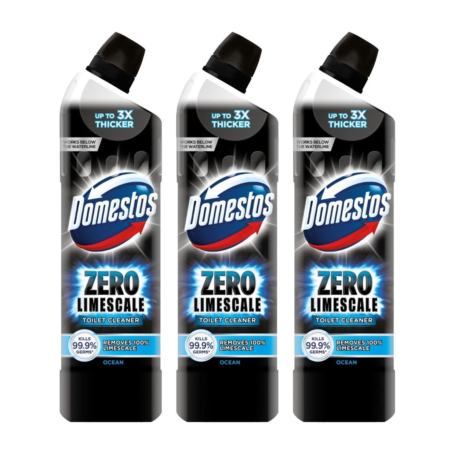 Zero Limescale Ocean Antibacterial Toilet Gel, 750ml, 3pk