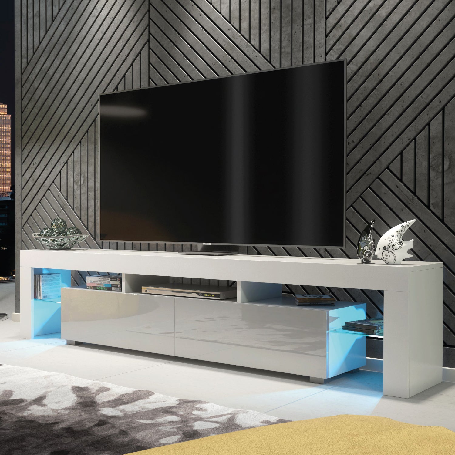 Nova Tv Unit 200cm With Led Lights | Grey