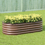 Brown Wood Grain Raised Garden Bed Oval-shaped Galvanised Steel Raised Garden Bed | Small