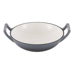 30cm Diameter Diameter Enamelled Cast Iron Stir-fry Pan Wok With Side Handles | Green
