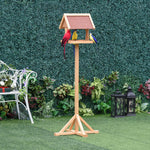 Pawhut Wooden Bird Feeder W/ Cross-shaped Support Feet Weather Resistant Roof