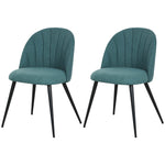 Set Of 2 Dining Chairs With Shell Backrest And Padded Seat | One Size | Green