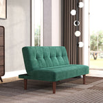 Small Modern 2-seater Padded Convertible Sofa Bed With Wooden Legs | Green