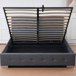 The Oslo Grey Linen Tufted Ottoman Bed Frame | King | Grey