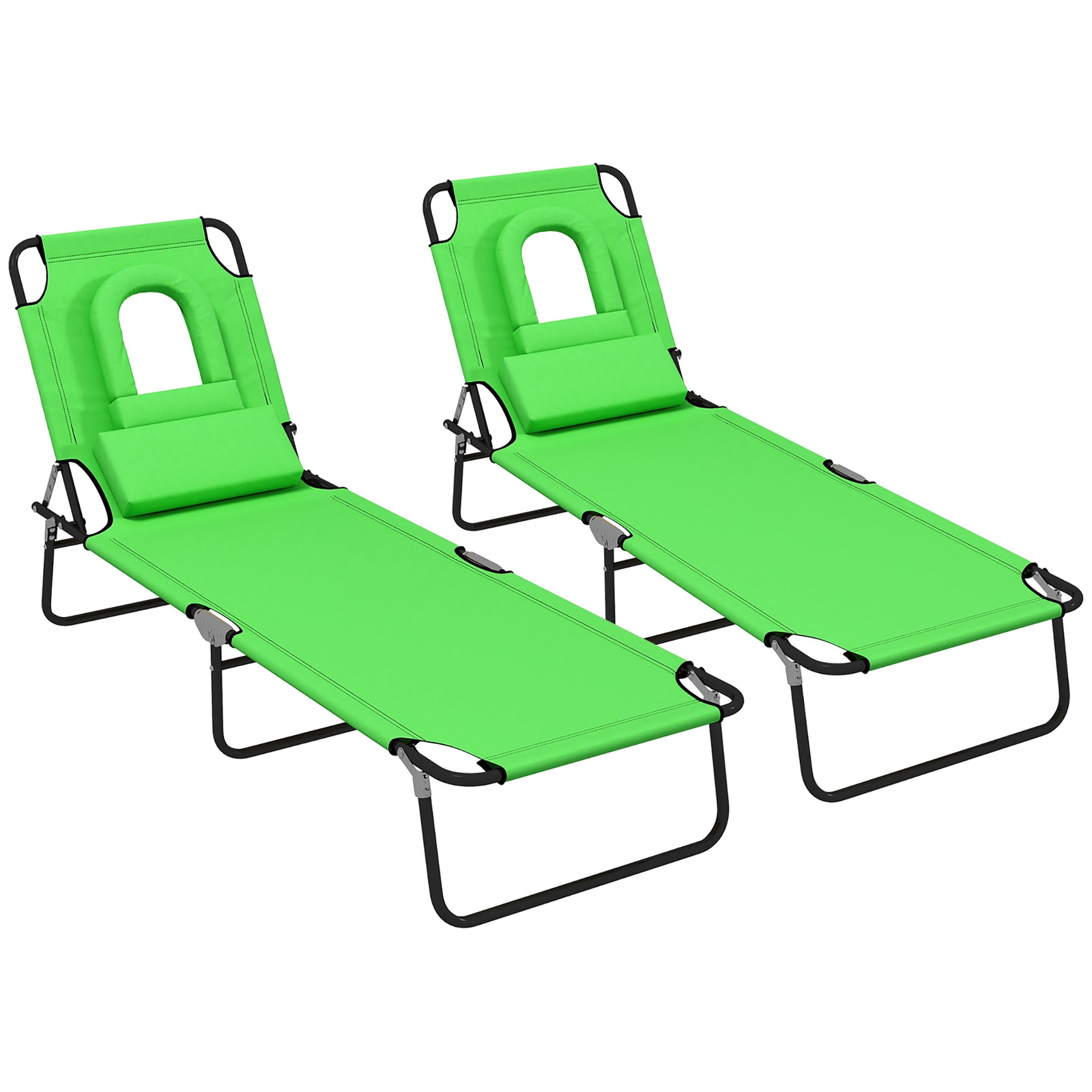 Set Of 2 Sun Lounger Recliner Chairs | Set of 2 | Green