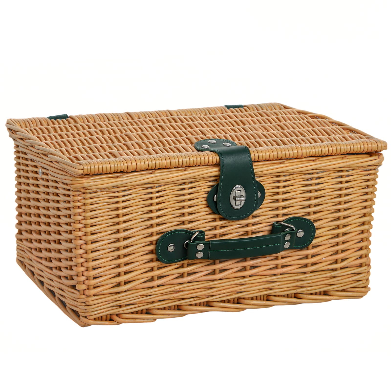 Wicker Picnic Basket For 2 W/ Insulated Cooler Bag