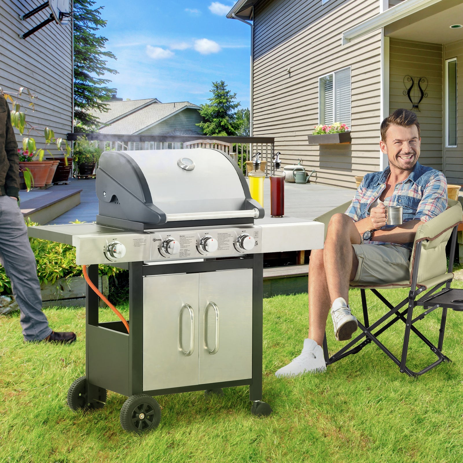 Gas Bbq, Side Burner, Warming Rack | Small | Silver