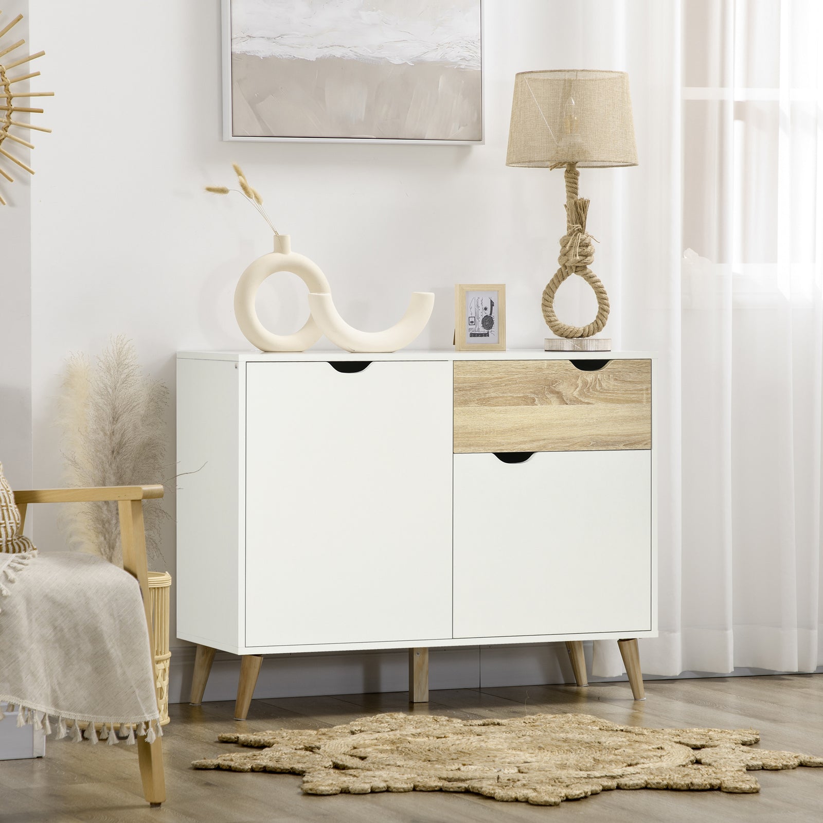 Free Standing Sideboard Storage Cabinet Cupboard With Drawer