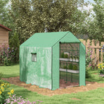 Walk-in Greenhouse W/ 3 Tier Shelves | Green