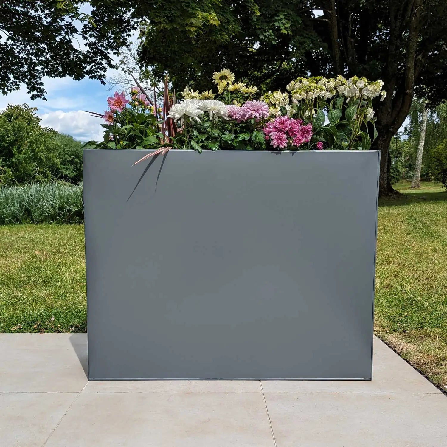 Long Zinc Galvanised Tall Trough Planter | 120cm x 40cm x 100cm | Gray