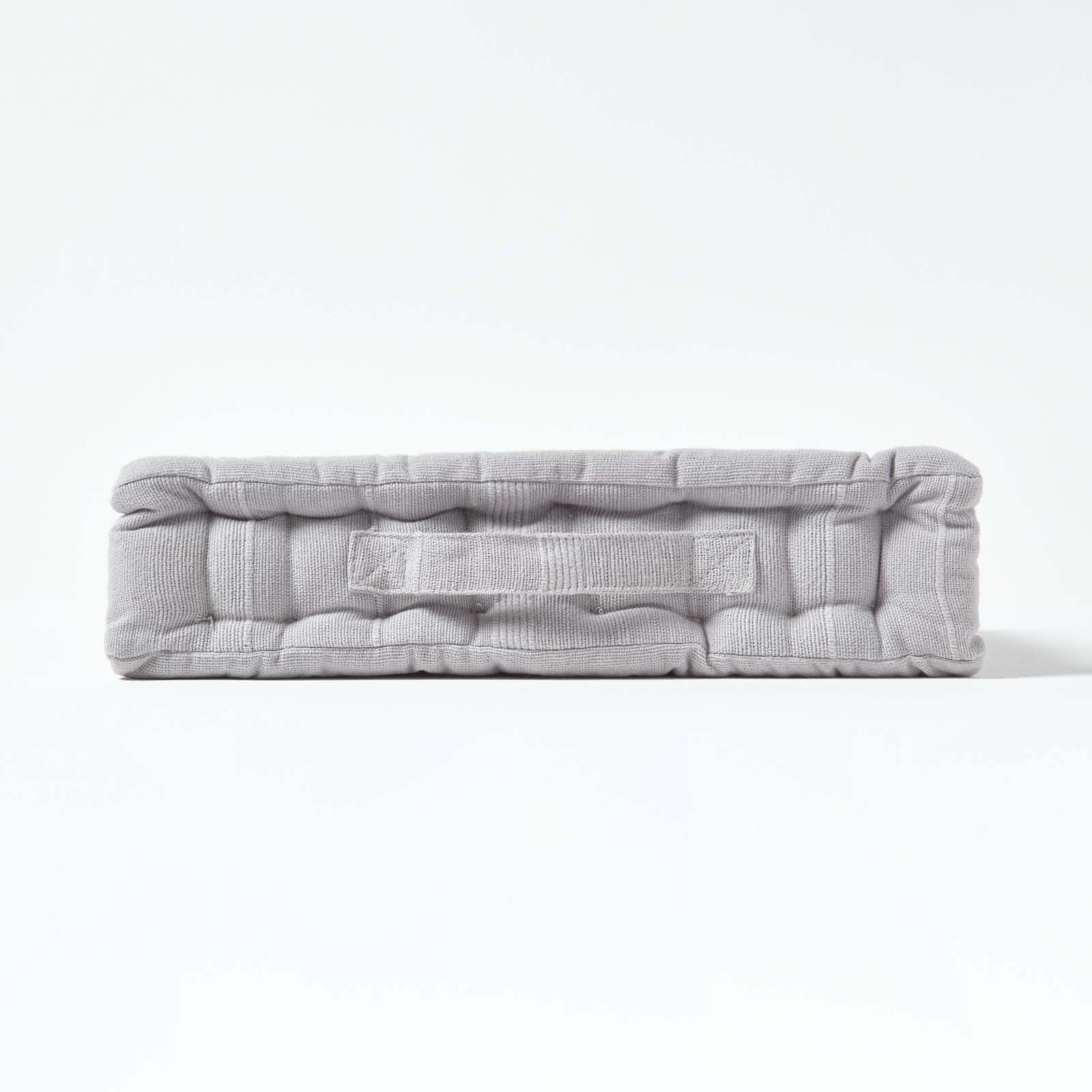 Rajput Ribbed Cotton Floor Cushion | 40cm x 40cm | Silver Grey