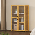 3-tier Narrow Bookcase Storage Cabinet With Acrylic Double  Door